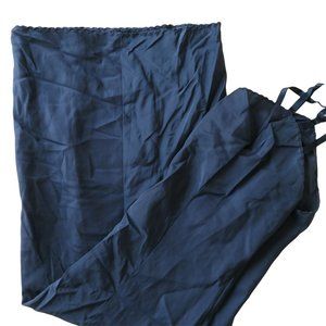 Vintage 70s Royal Blue Full Length Dress Slip S Taffeta Pin Up Glam Union Tags